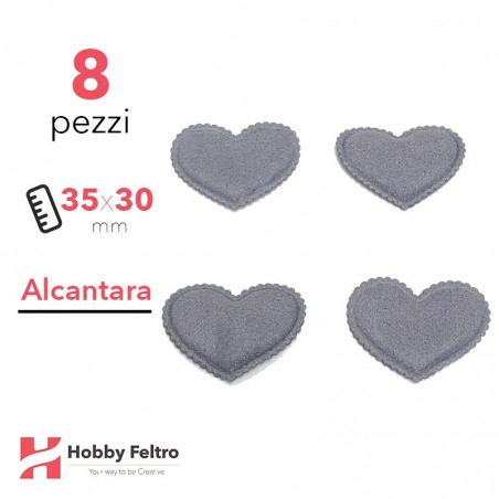Cuori Alcantara 8 Pezzi Grigio Scuro COD.06