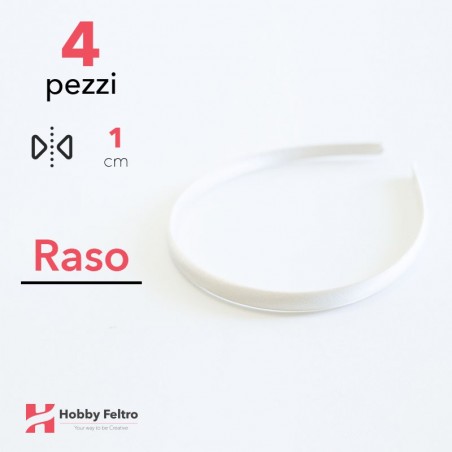 Cerchietto per Capelli Raso 1cm Kit 4 Pezzi Avorio COD.02