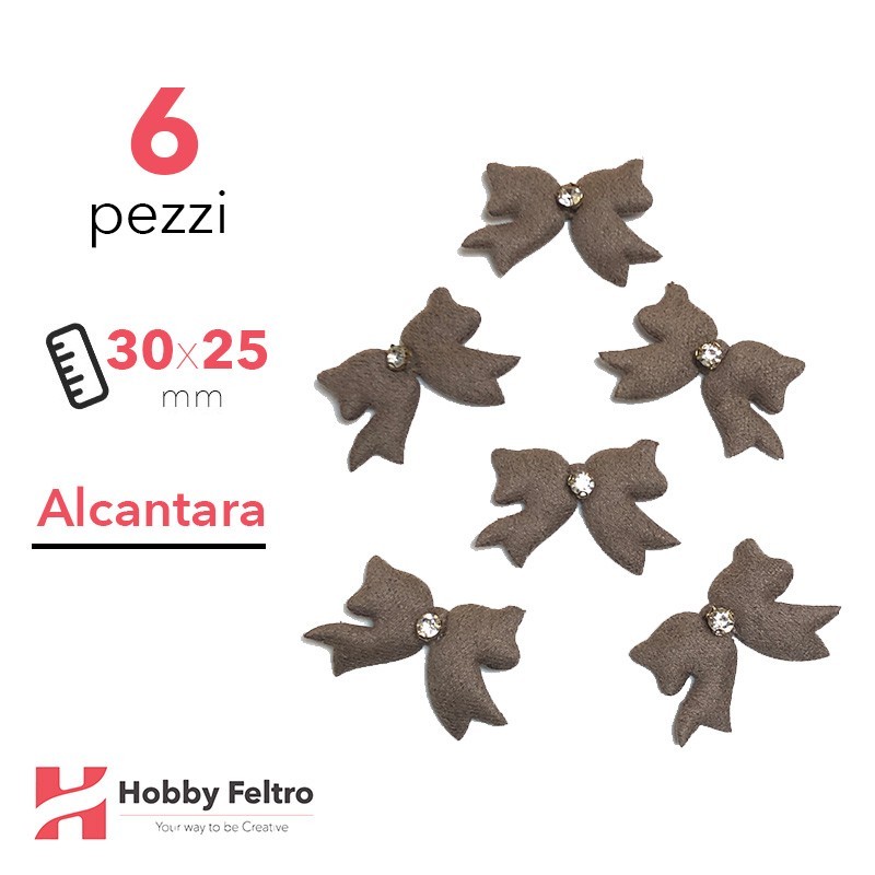 Fiocchetti Strass Alcantara 6 Pezzi Marrone Tabacco COD.02