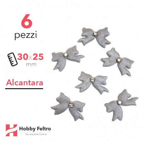 Fiocchetti Strass Alcantara 6 Pezzi Grigio Chiaro COD.04