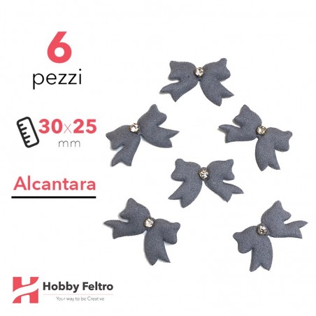 Fiocchetti Strass Alcantara 6 Pezzi Grigio Scuro COD.06