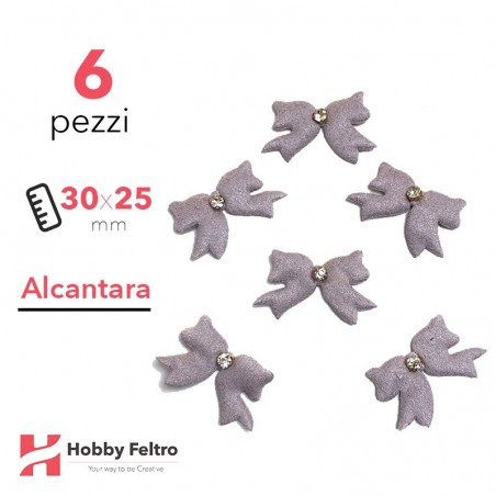 Fiocchetti Strass Alcantara 6 Pezzi Rosa Irisè COD.08