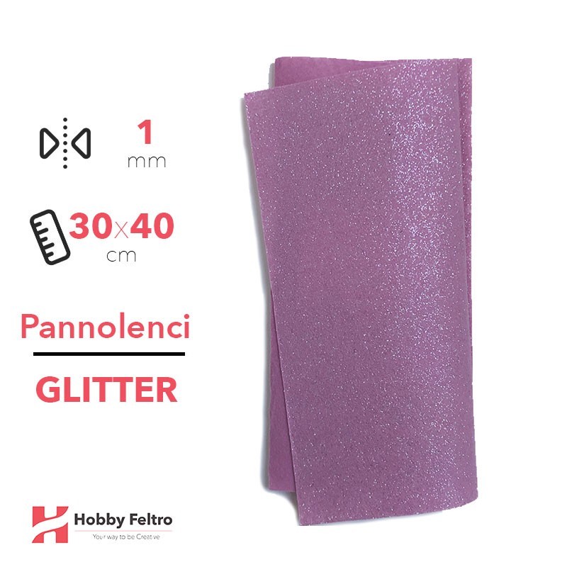 Pannolenci Glitter Tinta Unita 30x40cm 1mm ROSA LILLA