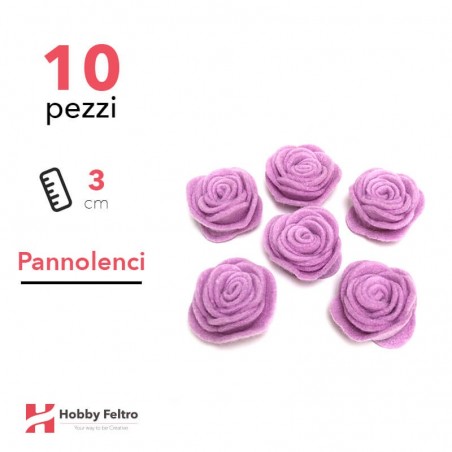 Rosa Piccola Pannolenci 10 Pezzi Lilla COD.06