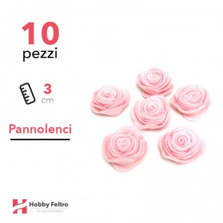 Rosa Piccola Pannolenci 10 Pezzi Rosa Chiaro COD.08