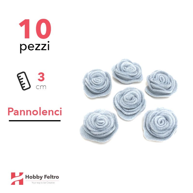 Rosa Piccola Pannolenci 10 Pezzi Grigio Marino COD.28