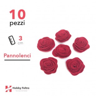 Piccole rose in pannolenci Rosso - 10 pezzi | HobbyFeltro