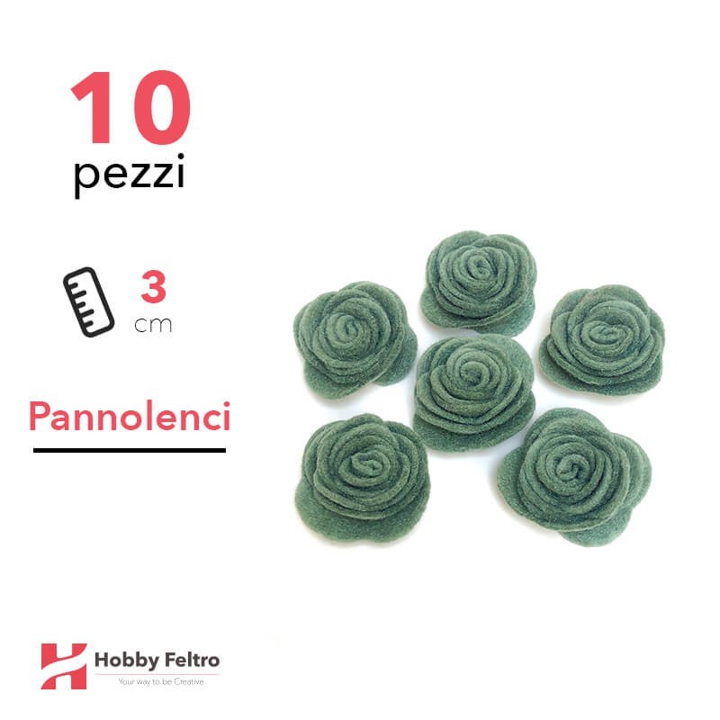 Rosa Piccola Pannolenci 10 Pezzi Verde COD.55