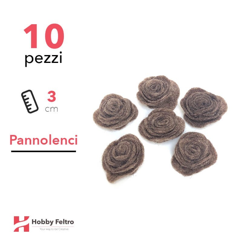 Rosa Piccola Pannolenci 10 Pezzi Marrone Scuro COD.58
