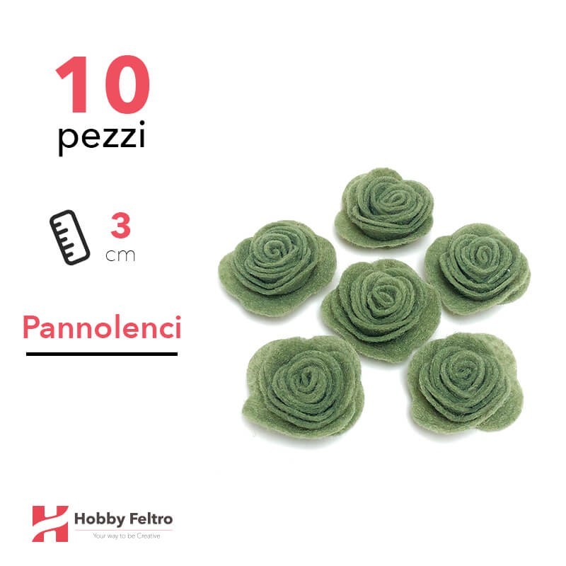 Rosa Piccola Pannolenci 10 Pezzi Verde Foglia COD.67