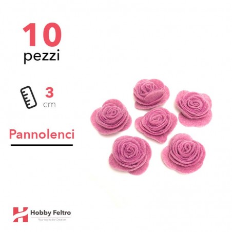 Rosa Piccola Pannolenci 10 Pezzi Rosa Incarnato Prugna COD.68