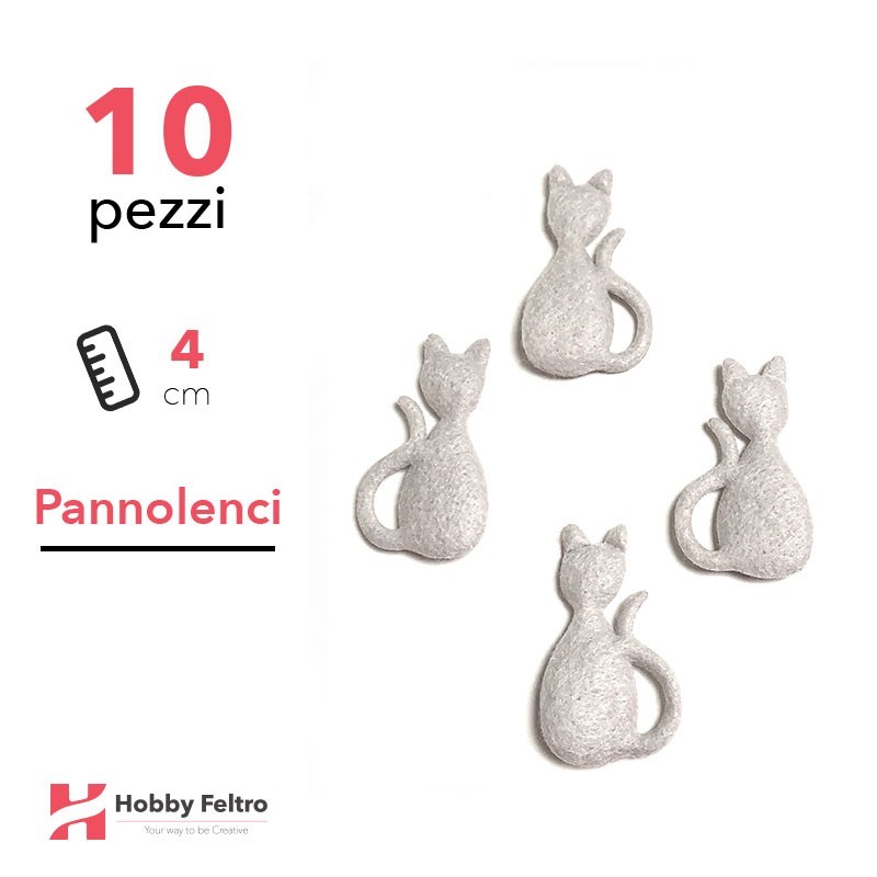 Gatti 3D Pannolenci 10 Pezzi Grigio Argento COD.04