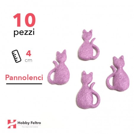 Gatti 3D Pannolenci 10 Pezzi Lilla COD.08