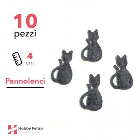 Gatti 3D Pannolenci 10 Pezzi Nero Effetto Lana COD.13