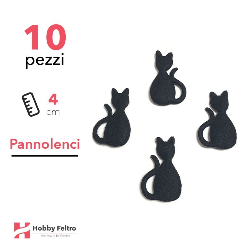 Gatti in pannolenci colore Nero - Gattini imbottiti | HobbyFeltro