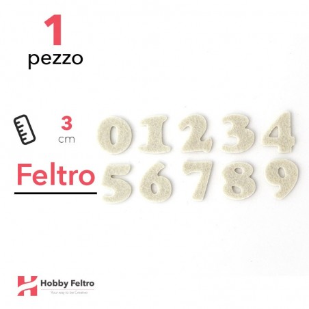 Numeri in Feltro 3cm Panna COD.41