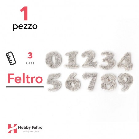 Numeri in Feltro 3cm Beige Melange COD.36