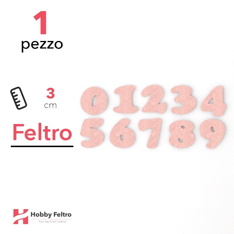 Numeri in Feltro 3cm Rosa COD.08