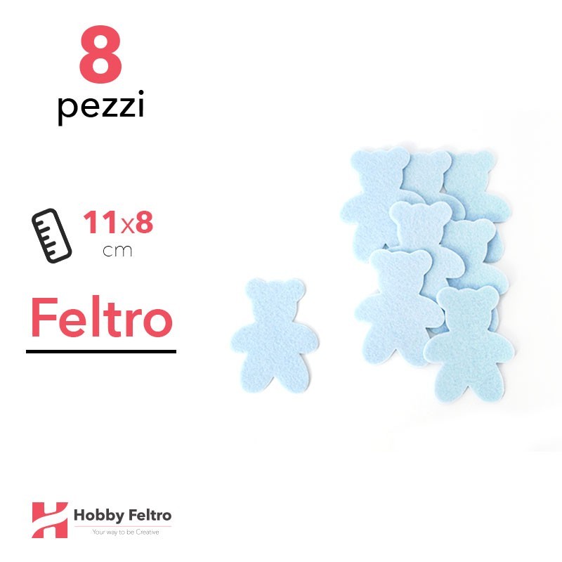 Kit Orsetto Medio in Feltro 8 Pezzi 11x8cm Colore a Scelta