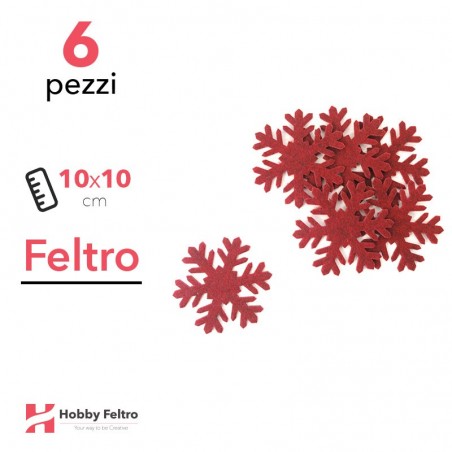 Kit Fiocco di Neve Grande in Feltro 6 Pezzi 10x10cm Colore a Scelta
