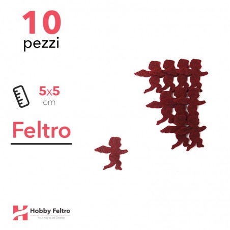 Kit Angioletto in Feltro 10 Pezzi 5x5cm Colore a Scelta