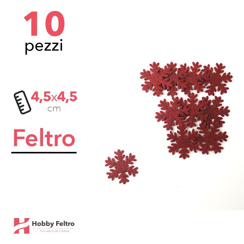 Kit Fiocco di Neve Piccolo in Feltro 10 Pezzi 4,5x4,5cm Colore a Scelta Kit Fiocco di Neve Piccolo in Feltro 10 Pezzi 4,5x4,5cm Colore a Scelta