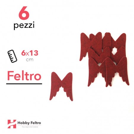 Kit Ali Angelo in Feltro 6 Pezzi 6x13cm Colore a Scelta