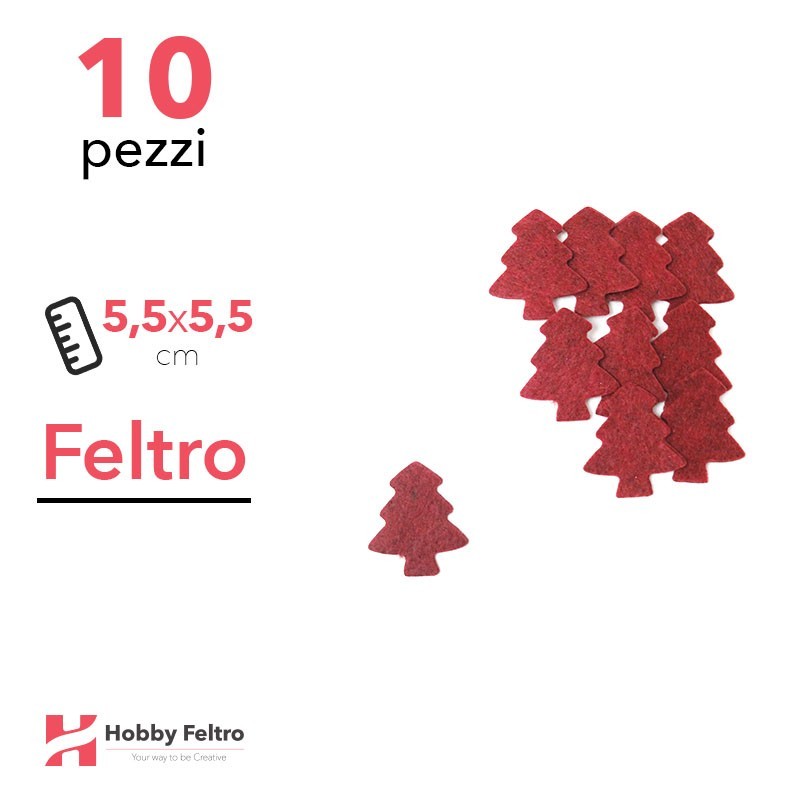 Kit Albero Piccolo in Feltro 10 Pezzi 5,5x5,5cm Colore a Scelta Kit Albero Piccolo in Feltro 10 Pezzi 5,5x5,5cm Colore a Scelta
