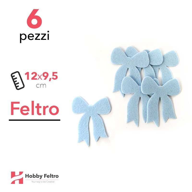 Kit Fiocchetto Grande in Feltro 6 Pezzi 12x9,5cm Colore a Scelta Kit Fiocchetto Grande in Feltro 6 Pezzi 12x9,5cm Colore a Scelta