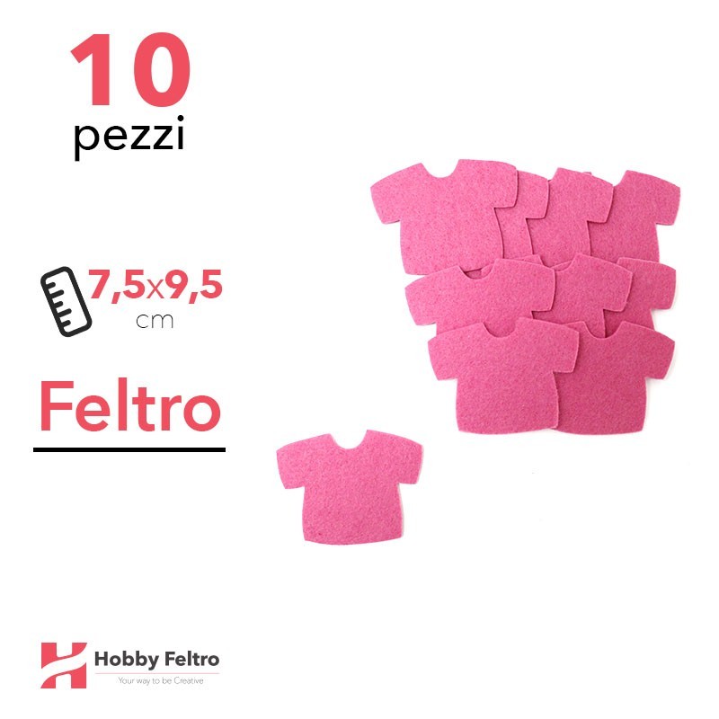 Kit T-Shirt Grande in Feltro 10 Pezzi 7,5x9,5cm Colore a Scelta Kit T-Shirt Grande in Feltro 10 Pezzi 7,5x9,5cm Colore a Scelta