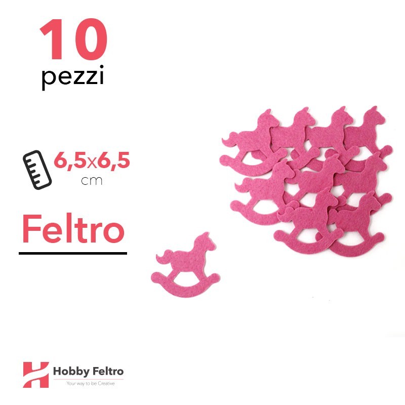 Kit Cavalluccio in Feltro 10 Pezzi 6,5x6,5cm Colore a Scelta Kit Cavalluccio in Feltro 10 Pezzi 6,5x6,5cm Colore a Scelta