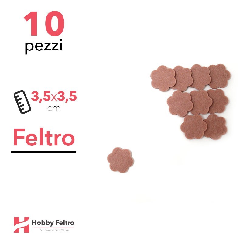 Kit Fiorellino in Feltro 10 Pezzi 3,5x3,5cm Colore a Scelta Kit Fiorellino in Feltro 10 Pezzi 3,5x3,5cm Colore a Scelta