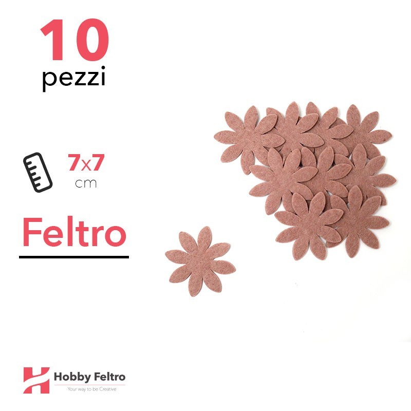 Kit Margherita Grande in Feltro 10 Pezzi 7x7cm Colore a Scelta Kit Margherita Grande in Feltro 10 Pezzi 7x7cm Colore a Scelta
