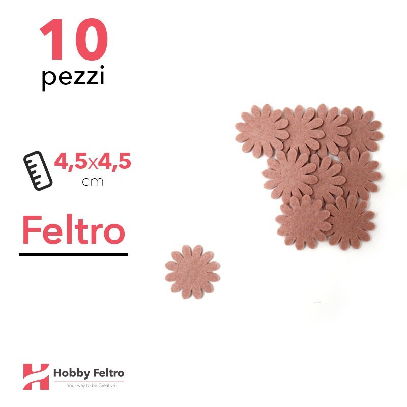 Kit Margherita Piccola in Feltro 10 Pezzi 4,5x4,5cm Colore a Scelta