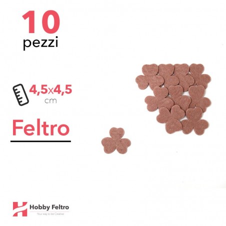 Kit Trifoglio in Feltro 10 Pezzi 4,5x4,5cm Colore a Scelta