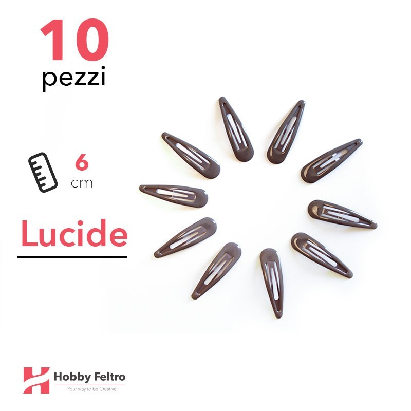 Clip per Capelli 6cm Kit 10 Pezzi Color Lucido Fango COD.03 Clip per Capelli 6cm Kit 10 Pezzi Color Lucido Fango COD.03
