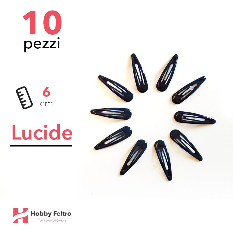 Clip per Capelli 6cm Kit 10 Pezzi Color Lucido Blu Navi COD.04 Clip per Capelli 6cm Kit 10 Pezzi Color Lucido Blu Navi COD.04