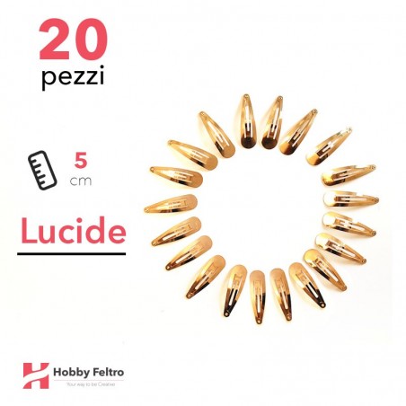 Clip per Capelli 5cm Kit 20 Pezzi Color Lucido Oro COD.06