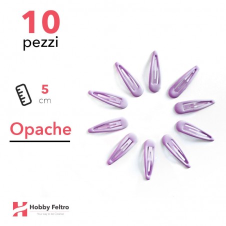 Clip per Capelli 5cm Kit 10 Pezzi Color Opaco Lilla COD.05