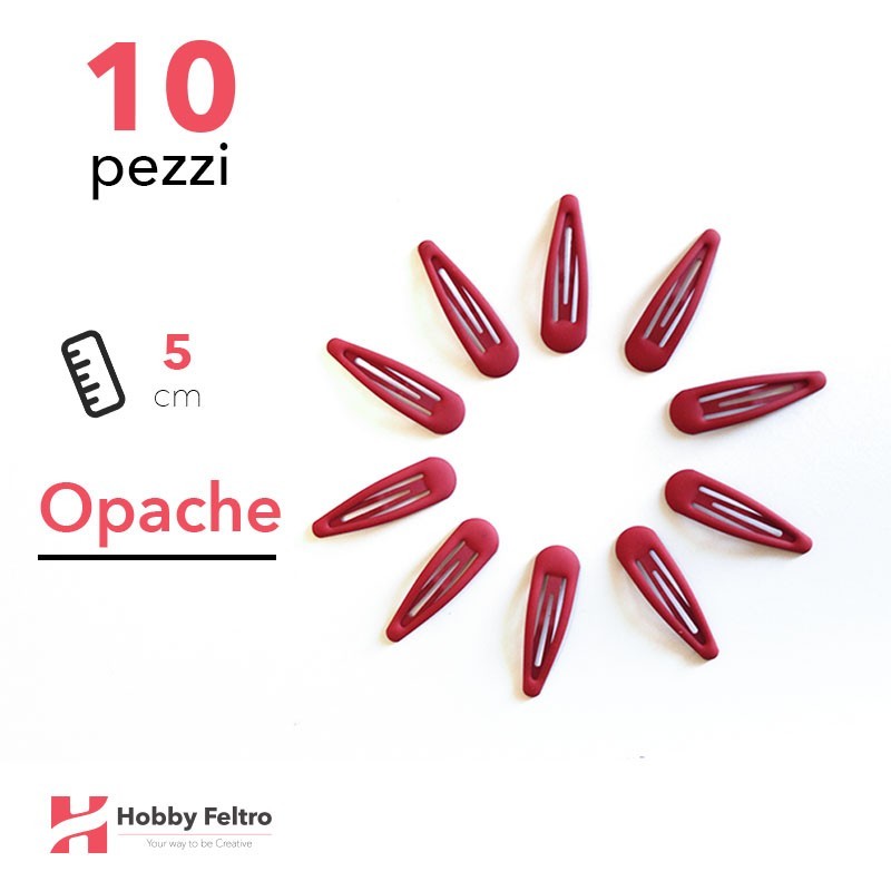 Clip per Capelli 5cm Kit 10 Pezzi Color Opaco Rosso Scuro COD.07 Clip per Capelli 5cm Kit 10 Pezzi Color Opaco Rosso Scuro COD.07