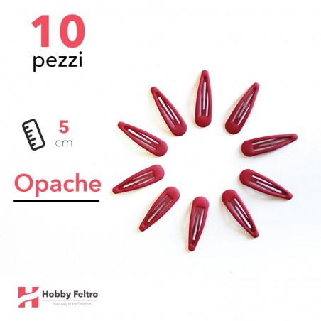 Clip per Capelli 5cm Kit 10 Pezzi Color Opaco Rosso Scuro COD.07