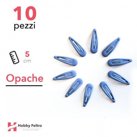 Clip per Capelli 5cm Kit 10 Pezzi Color Opaco Blu Denim COD.09