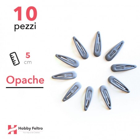 Clip per Capelli 5cm Kit 10 Pezzi Color Opaco Grigio COD.12