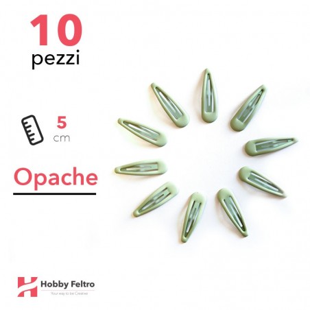 Clip per Capelli 5cm Kit 10 Pezzi Color Opaco Verde Pallido COD.13