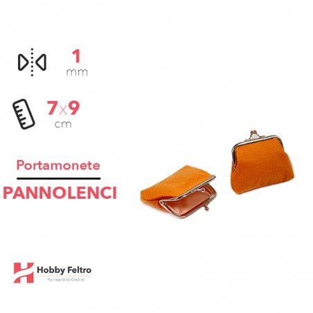 Portamonete in Pannolenci Piccoli Arancione 1mm 7x9cm COD.13