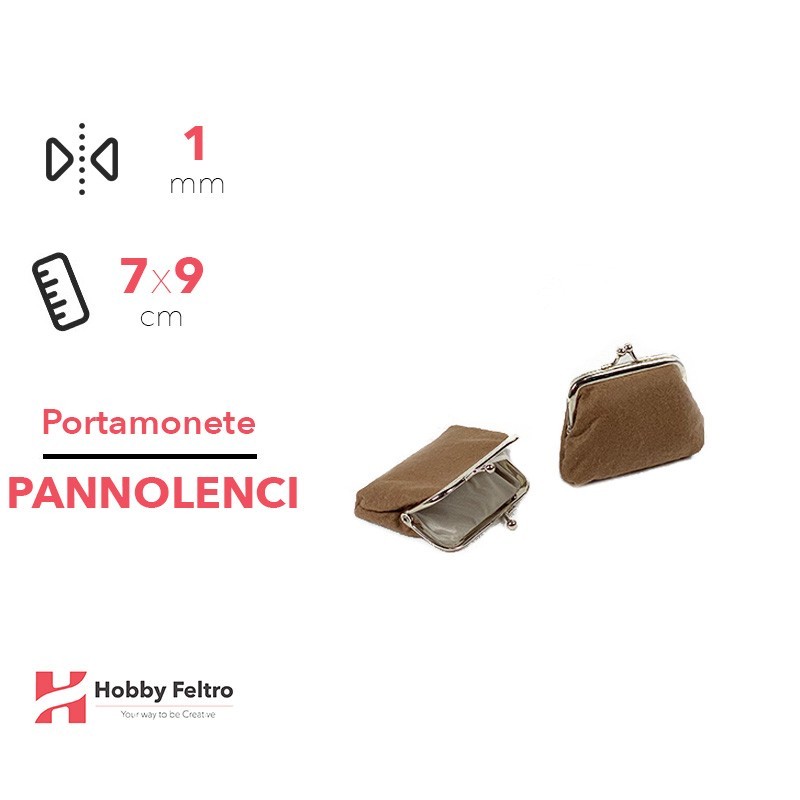 Portamonete in Pannolenci Piccoli Tortora 1mm 7x9cm COD.02