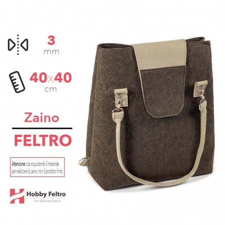 Borsa Zaino in Feltro Marrone Scuro Tortora Chiaro COD.84-86