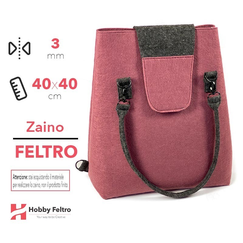 Borsa Zaino in Feltro Prugna Antracite COD.70-34 Borsa Zaino in Feltro Prugna Antracite COD.70-34