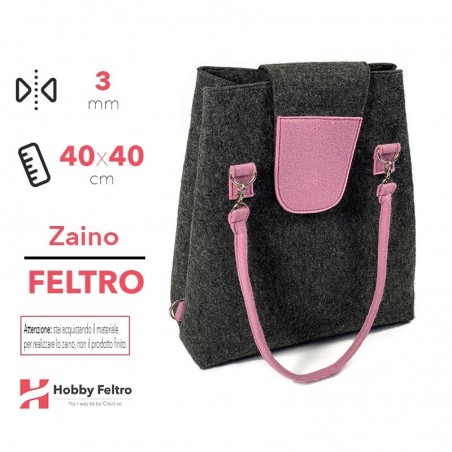 Borsa Zaino in Feltro Antracite Rosa Forte COD.34-68