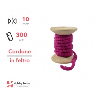 Cordone in Feltro di Lana Fucsia 10mm 3 metri cG24
